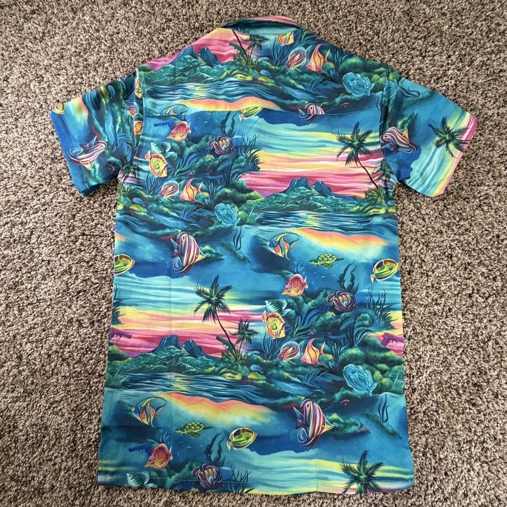 Retro Rifle VENTURA V4 Detective Ocean Print Hawaiian Button Down Shirt XS - Picture 10 of 10